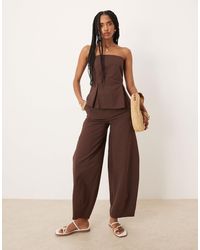 ASOS - Linen Blend Barrel Leg Trouser - Lyst