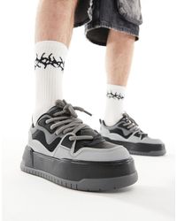 ASOS - Chunky sneakers grigio scuro - Lyst
