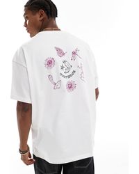 Converse - T-Shirt Met Print Van Tekeningen Op De Achterkant - Lyst