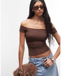 ASOS - Sculpting Bardot Short Sleeve Top - Lyst