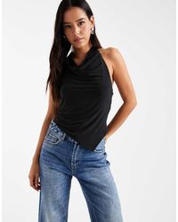 ASOS - Slinky Cowl Halter Neck Top With Asymmetric Hem - Lyst