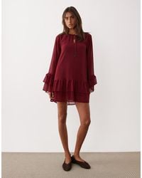 Miss Selfridge - Chiffon Ruffle Mini Dress - Lyst