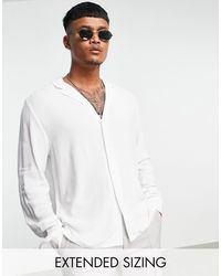 ASOS - Relaxed Fit Viscose Shirt With Low Revere Collar - Lyst