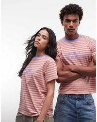 Reclaimed Vintage - Striped Tee With Slogan Print - Lyst