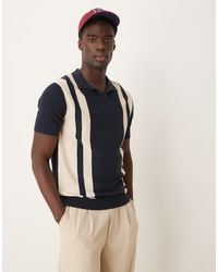 SELECTED - Polo Azul Marino A Rayas De Punto De - Lyst