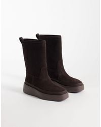 Calvin Klein - Flatform-stiefel aus wildleder mit wasserabweisender ausrüstung und faux-fur-futter - Lyst