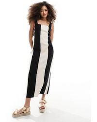 ASOS - Square Neck Tie Back Linen Midi Sundress - Lyst
