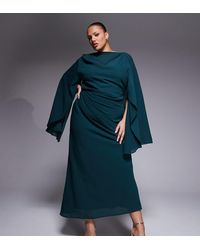 ASOS - Asos Design Curve Kimono Sleeve Cape Detail Draped Midaxi Dress With Open Back - Lyst