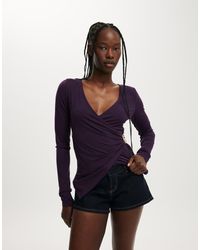 Cotton On - Trim Detail Long Sleeve Wrap Top - Lyst