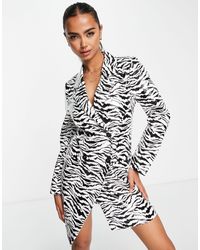 Miss Selfridge - – blazer-kleid aus kunstleder mit zebramuster - Lyst