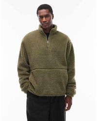 ASOS - Relaxed Funnel Neck Zip Through Borg Sweatshirt - Lyst