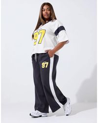 Yours Clothing - Varsity Wide Leg Joggers - Lyst