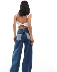 Miss Selfridge - Floral Patched baggy Jean - Lyst