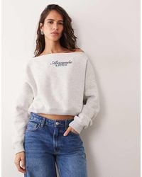 Abercrombie & Fitch - Front Logo Off Shoulder Sweatshirt - Lyst