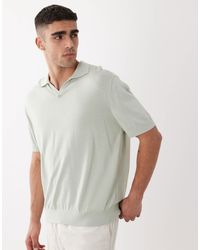 SELECTED - Knit Split Neck Polo - Lyst