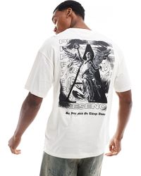 ADPT - T-shirt oversize crema con stampa "presence" sul retro - Lyst