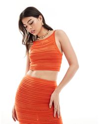 Bershka - Straight Neck Ribbed Knitted Strappy Top Co-ord - Lyst