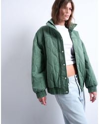 TOPSHOP - – gesteppte oversize-bomberjacke aus baumwolle - Lyst