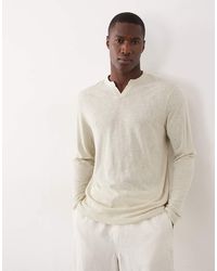ASOS - Relaxed Long Sleeve T-shirt With Notch Neck - Lyst