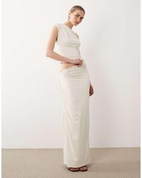 SNDY'S - Gonna Lunga Color Crema Con Dettaglio Ad Anello E Vita Asimmetrica - Lyst