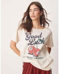 Hollister - Slash Neck T-shirt With Lucky Cherry Print - Lyst