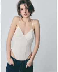 Stradivarius - Bodysuit With Lace Straps - Lyst