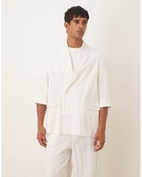ASOS - Ruimvallend Oversized Colbert Van Linnenmix Met Witte Krijtstreep - Lyst