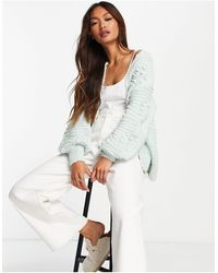 River Island Geo Heart Print Cardigan in Cream (Blue) - Lyst