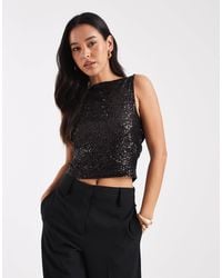 Collusion - Cowl Back Slash Neck Sequin Top - Lyst