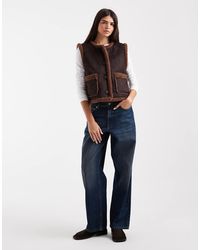 Vero Moda - Shearling Lined Suede-look Gilet - Lyst