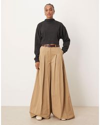 ASOS - Tall Tailored Pleated Wide Leg Trousers With Belt - Lyst