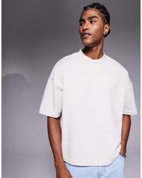 ASOS - Oversized Recht Henley T-Shirt - Lyst