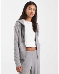 ASOS - Fine Knitted Shrunken Zip Through Hoodie - Lyst