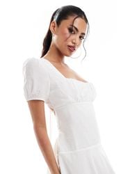 ASOS - Puff Sleeve Mini Dress With Open Tie Back Detail - Lyst