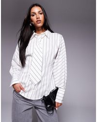 ASOS - – taillierte hemdbluse mit streifen und krawatten-detail - Lyst