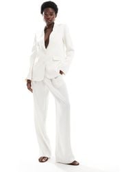 4th & Reckless - Satin Tailored Pleat Detail Straight Leg Trousers Co-ord - Lyst