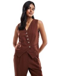 Vero Moda - Linen Touch Asymmetric Button Front Waistcoat Co-Ord - Lyst