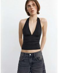 Pull&Bear - Top Met Halternek En Rimpeleffect - Lyst