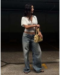 Bershka - Low-Rise Wide-Leg Jeans - Lyst