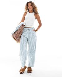 ASOS - Pantalones Azules A Rayas De Pernera Barrel Sin Cierres De Sirsaca De (Parte De Un Conjunto) - Lyst