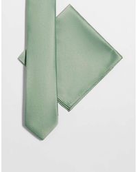 ASOS - Satin Slim Tie And Pocket Square - Lyst