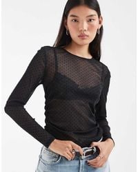 Pieces - Top A Maniche Lunghe - Lyst