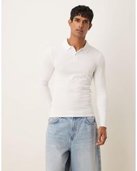 ASOS - – körperbetontes, langärmliges basic-polohemd aus pikee - Lyst