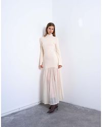 TOPSHOP - Gebreide Maxi Jurk Met Volle Rok - Lyst