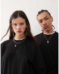 Vans - Sudadera Negra Holgada Básica Con Logo En La Parte Central Del Pecho De - Lyst