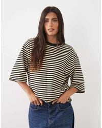Gina Tricot - Boxy Short Sleeve T-shirt With Stripes - Lyst
