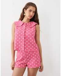 Miss Selfridge - Peter Pan Collar Button Up Tank Top - Lyst