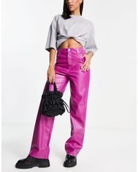 Pimkie - High Waisted Faux Leather Straight Leg Trouser - Lyst
