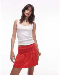 TOPSHOP - High Rise Linen Mini Skirt With Ruched Sides - Lyst