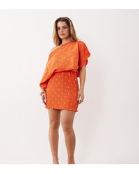 Never Fully Dressed - Petite Tilly Off Shoulder Plisse Mini Dress - Lyst